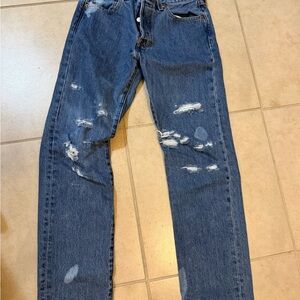 Men's Distressed Blue Jeans